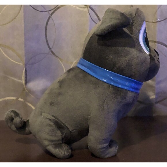 Disney Puppy Dog Pals Bingo Plush 10" Gray Pug Stuffed Animal Toy Blue Collar - Picture 2 of 10
